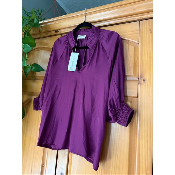 Sofia Collections Andrea Top One Size Plum Purple Made in Italy NWT - Picture 3 of 9